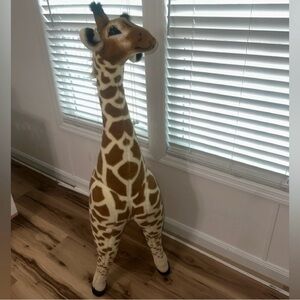 Melissa & Doug Brown and White Giraffe Stuffed Animal 4 Feet Tall